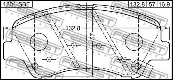 Комплект тормозных колодок, дисковый тормоз FEBEST 1201-SBF