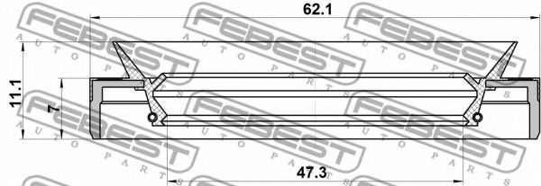 Уплотняющее кольцо, ступица колеса FEBEST 95MES-49620711X