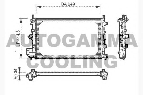 Радиатор, охлаждение двигателя AUTOGAMMA 104505