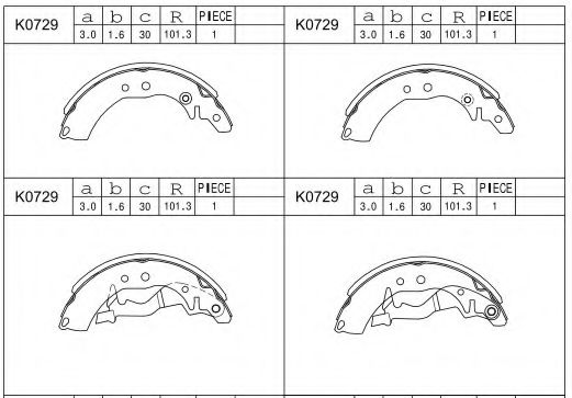 Комплект тормозных колодок ASIMCO K0729