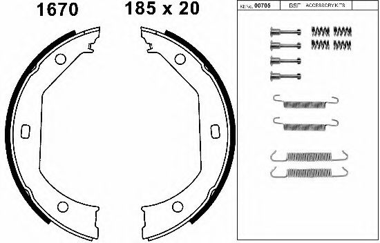 Комплект тормозных колодок, стояночная тормозная система BSF 01670K