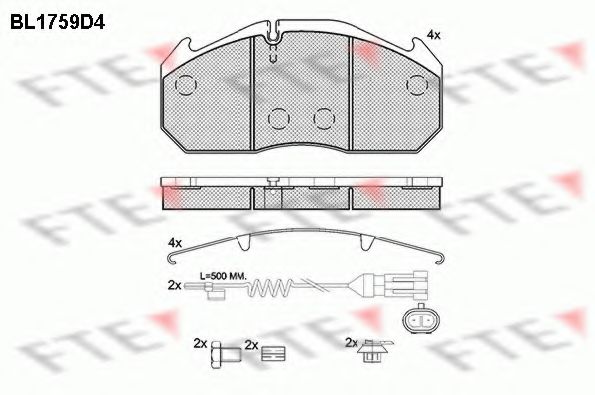 Комплект тормозных колодок, дисковый тормоз FTE BL1759D4