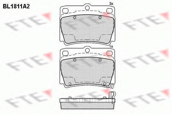 Комплект тормозных колодок, дисковый тормоз FTE BL1811A2