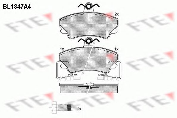 Комплект тормозных колодок, дисковый тормоз FTE BL1847A4