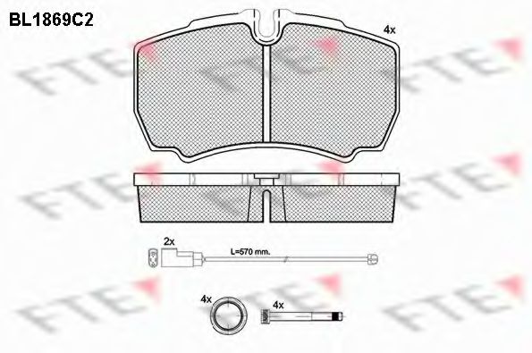 Комплект тормозных колодок, дисковый тормоз FTE BL1869C2