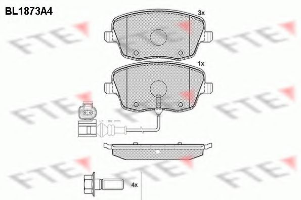 Комплект тормозных колодок, дисковый тормоз FTE BL1873A4