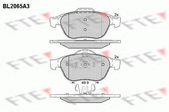 Комплект тормозных колодок, дисковый тормоз FTE BL2065A3