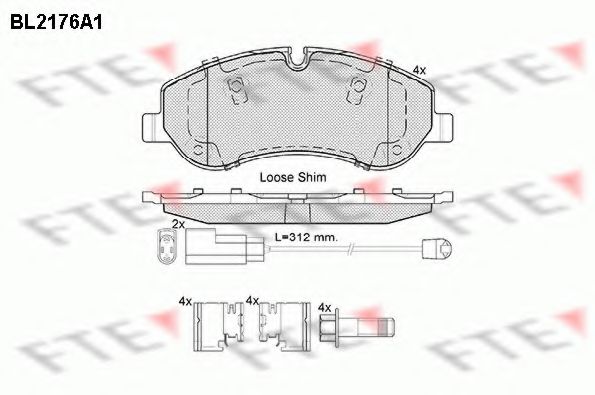 Комплект тормозных колодок, дисковый тормоз FTE BL2176A1