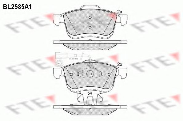 Комплект тормозных колодок, дисковый тормоз FTE BL2585A1