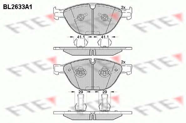 Комплект тормозных колодок, дисковый тормоз FTE BL2633A1