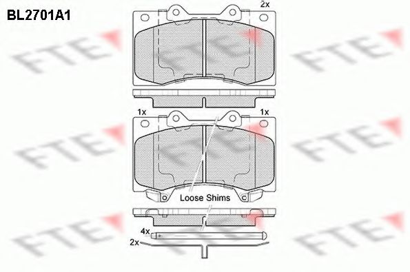 Комплект тормозных колодок, дисковый тормоз FTE BL2701A1