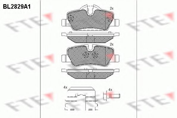 Комплект тормозных колодок, дисковый тормоз FTE BL2829A1