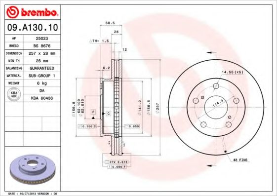 Тормозной диск BREMBO 09.A130.10