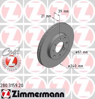 Тормозной диск ZIMMERMANN 280.3159.20