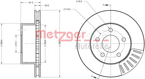 Тормозной диск METZGER 6110653