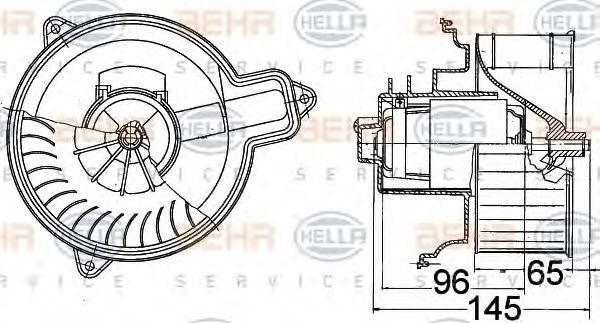 Вентилятор салона BEHR HELLA SERVICE 8EW 009 158-101