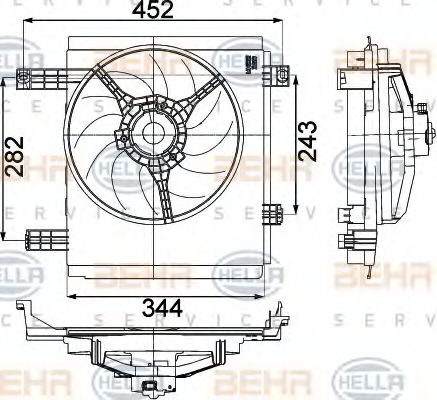 Вентилятор, охлаждение двигателя BEHR HELLA SERVICE 8EW 351 041-251