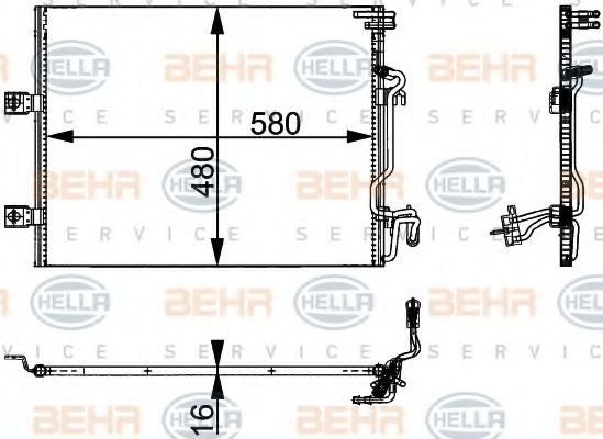 Конденсатор, кондиционер BEHR HELLA SERVICE 8FC 351 301-611