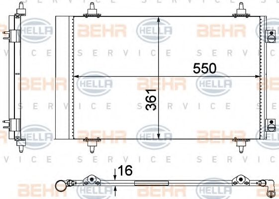 Конденсатор, кондиционер BEHR HELLA SERVICE 8FC 351 304-281