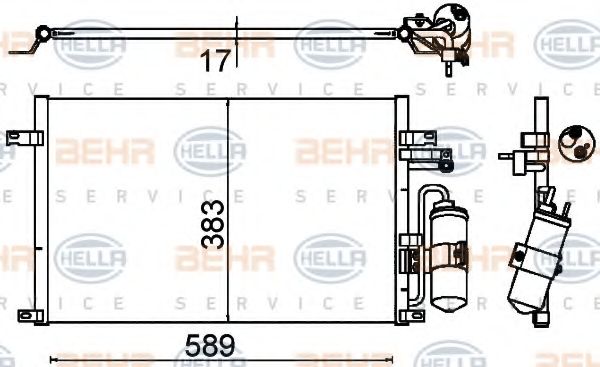 Конденсатор, кондиционер BEHR HELLA SERVICE 8FC 351 310-721