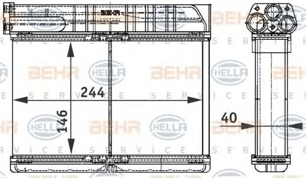 Теплообменник, отопление салона BEHR HELLA SERVICE 8FH 351 311-791