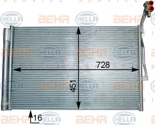 Конденсатор, кондиционер BEHR HELLA SERVICE 8FC 351 343-161