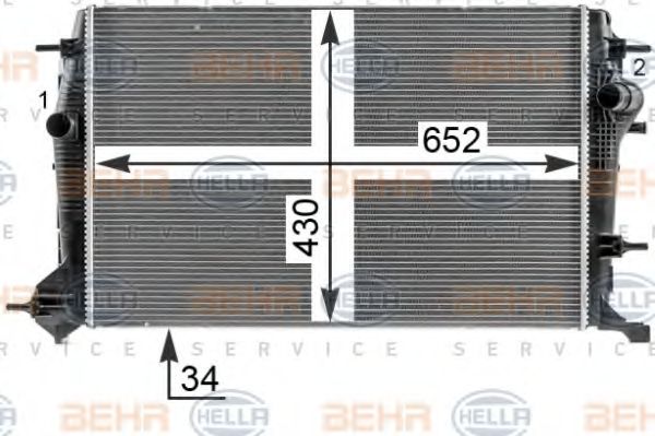 Радиатор, охлаждение двигателя BEHR HELLA SERVICE 8MK 376 700-431