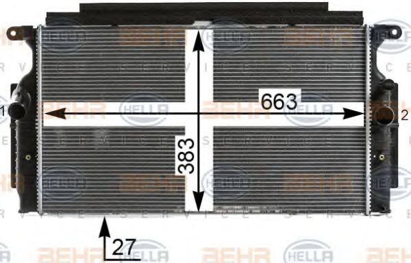 Радиатор, охлаждение двигателя BEHR HELLA SERVICE 8MK 376 700-461