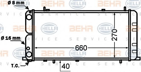 Радиатор, охлаждение двигателя BEHR HELLA SERVICE 8MK 376 705-731