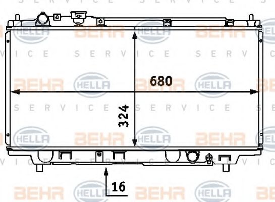 Радиатор, охлаждение двигателя BEHR HELLA SERVICE 8MK 376 707-471