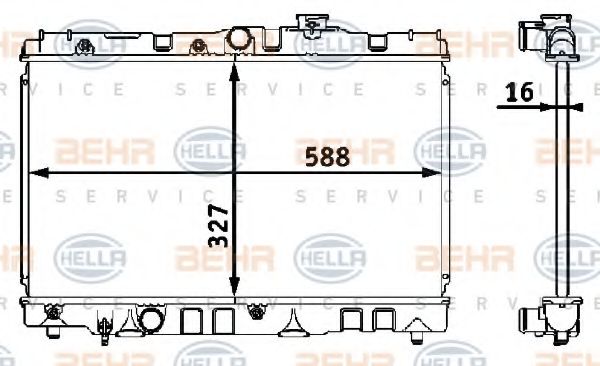 Радиатор, охлаждение двигателя BEHR HELLA SERVICE 8MK 376 708-101