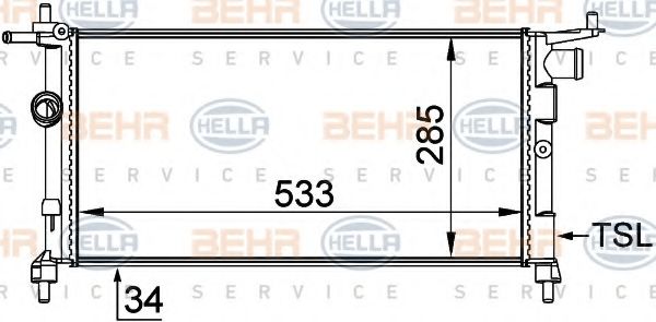 Радиатор, охлаждение двигателя BEHR HELLA SERVICE 8MK 376 712-004