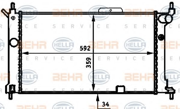 Радиатор, охлаждение двигателя BEHR HELLA SERVICE 8MK 376 713-581