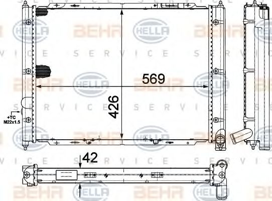Радиатор, охлаждение двигателя BEHR HELLA SERVICE 8MK 376 713-634