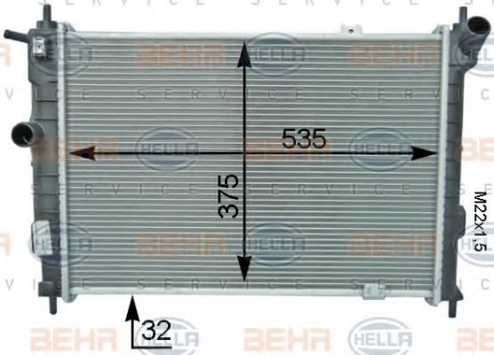 Радиатор, охлаждение двигателя BEHR HELLA SERVICE 8MK 376 716-091