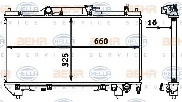 Радиатор, охлаждение двигателя BEHR HELLA SERVICE 8MK 376 718-481