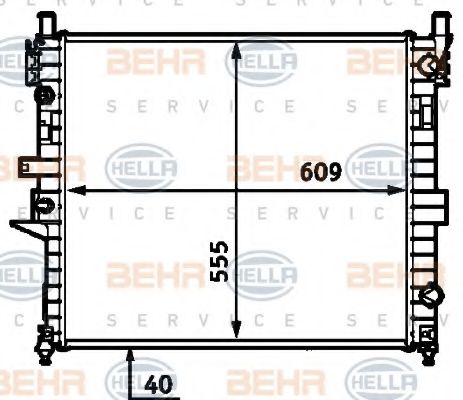 Радиатор, охлаждение двигателя BEHR HELLA SERVICE 8MK 376 718-601