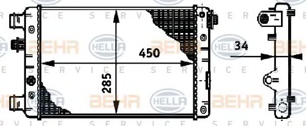 Радиатор, охлаждение двигателя BEHR HELLA SERVICE 8MK 376 720-351