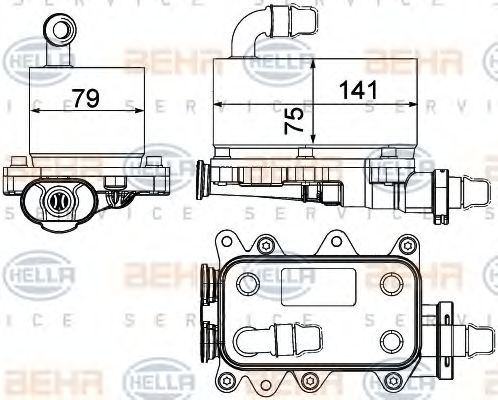 Масляный радиатор, автоматическая коробка передач BEHR HELLA SERVICE 8MO 376 725-211