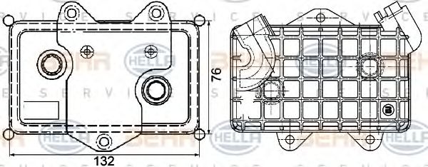 масляный радиатор, двигательное масло BEHR HELLA SERVICE 8MO 376 726-041