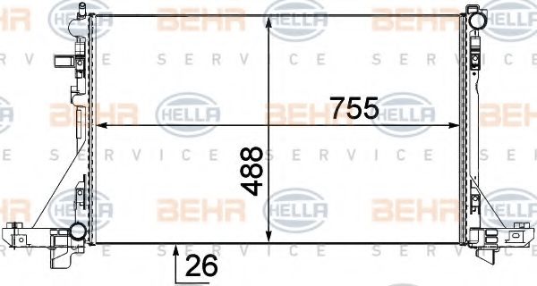 Радиатор, охлаждение двигателя BEHR HELLA SERVICE 8MK 376 737-101