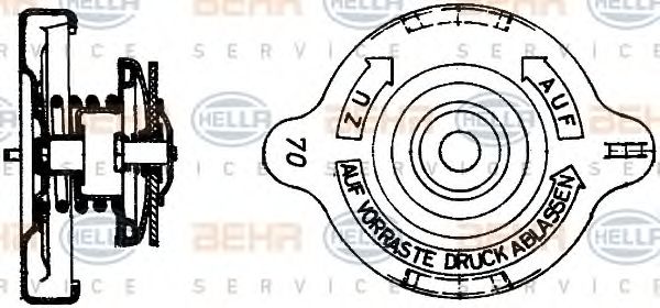Крышка, резервуар охлаждающей жидкости BEHR HELLA SERVICE 0093400