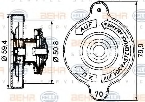 Крышка, резервуар охлаждающей жидкости BEHR HELLA SERVICE 8MY 376 742-191