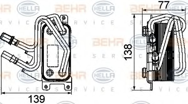 масляный радиатор, двигательное масло BEHR HELLA SERVICE 8MO 376 747-101