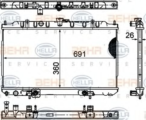Радиатор, охлаждение двигателя BEHR HELLA SERVICE 8MK 376 748-181