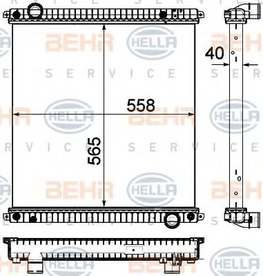 Радиатор, охлаждение двигателя BEHR HELLA SERVICE 8MK 376 751-251