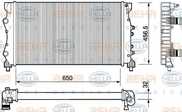 Радиатор, охлаждение двигателя BEHR HELLA SERVICE 8MK 376 754-441