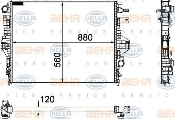 Радиатор, охлаждение двигателя BEHR HELLA SERVICE 8MK 376 756-351
