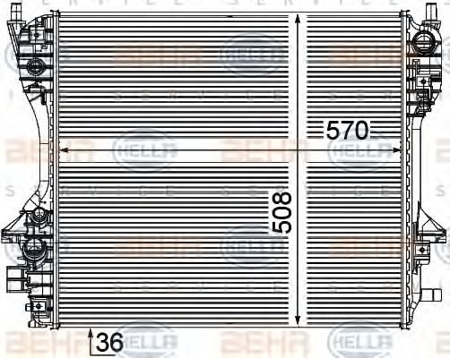 Радиатор, охлаждение двигателя BEHR HELLA SERVICE 8MK 376 756-671