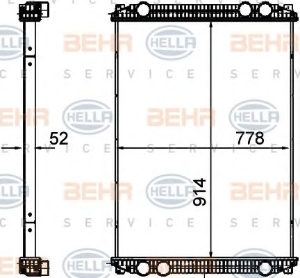 Радиатор, охлаждение двигателя BEHR HELLA SERVICE E0807